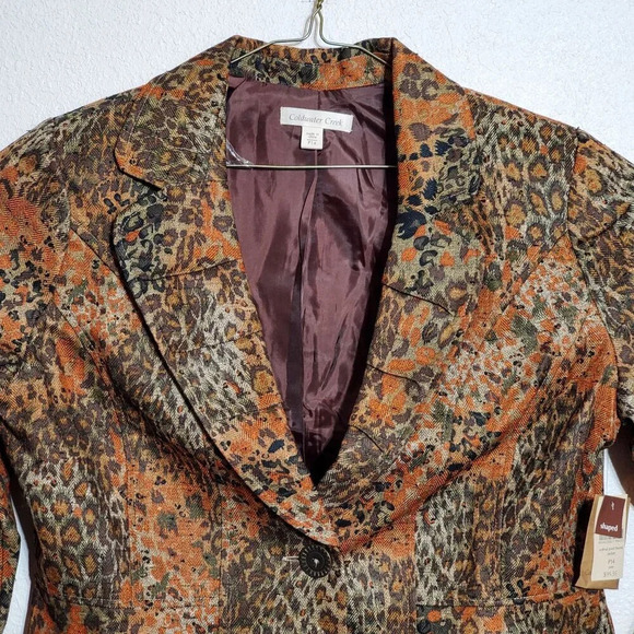 Coldwater Creek Womens Jacket Petite P14 Animal Print Tweed Jacket blazer - Picture 5 of 13